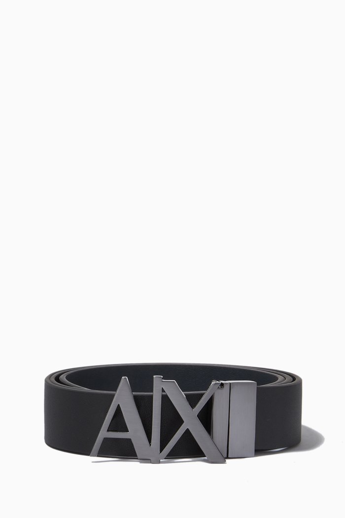

Logo Hinge Belt in Leather, Black