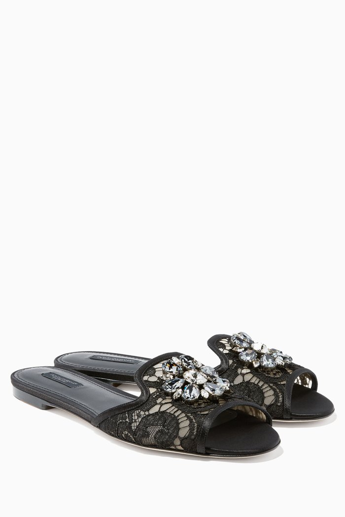 

Black Bianca Lace Slides