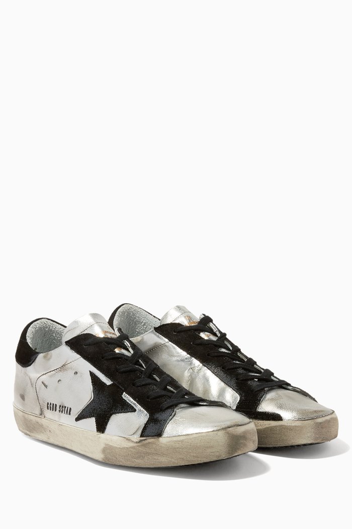 Metallic-Silver Superstar Sneakers
