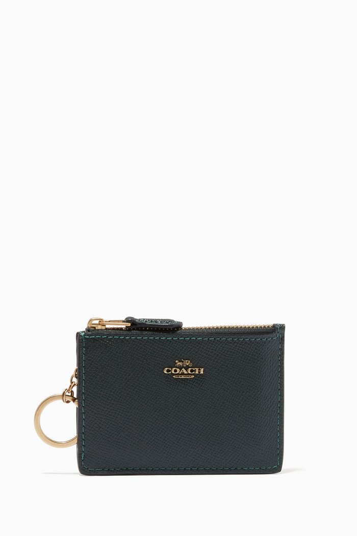 Mini Skinny ID Case in Crossgrain Leather, Green
