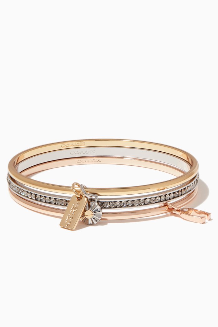 

Multi-Coloured Signature Bangle Set, Pink