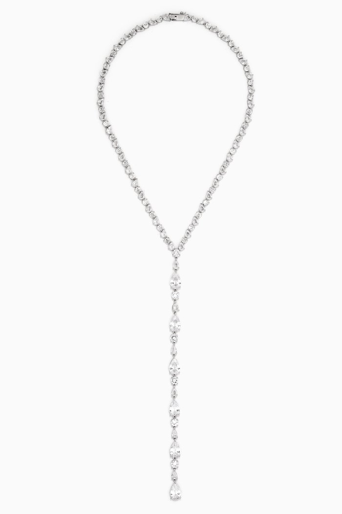 

Riviere Pear Halo Drop Necklace, Silver