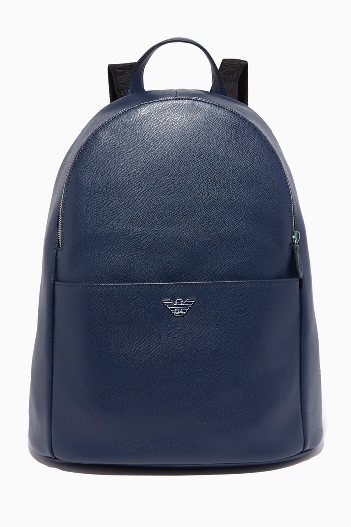 

Navy Luxor Fast Leather Backpack, Blue