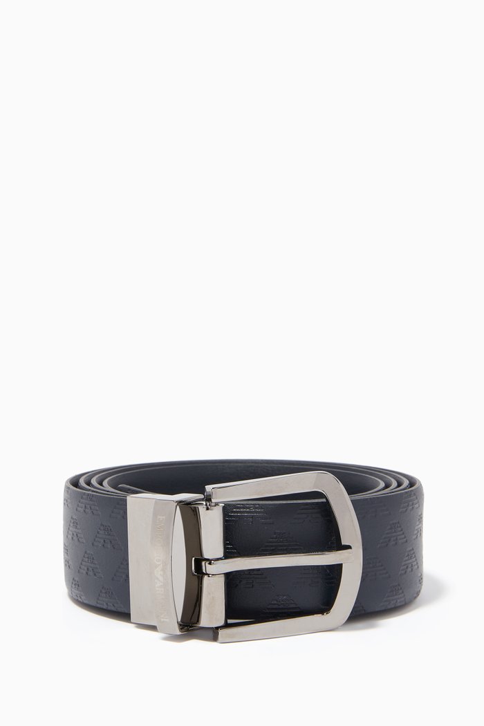 

All-Over Logo Reversible Belt, Blue