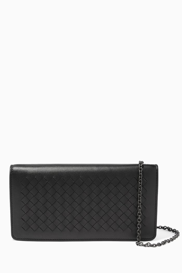 Black Intrecciato Mini Wallet Bag