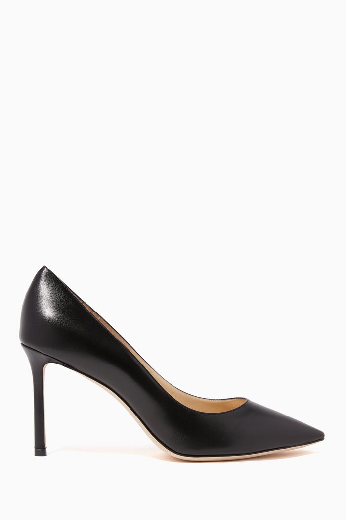 

Romy 85 Kid Leather Pumps, Black