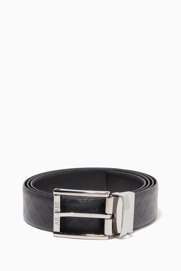 

All-Over Logo Reversible Belt, Black