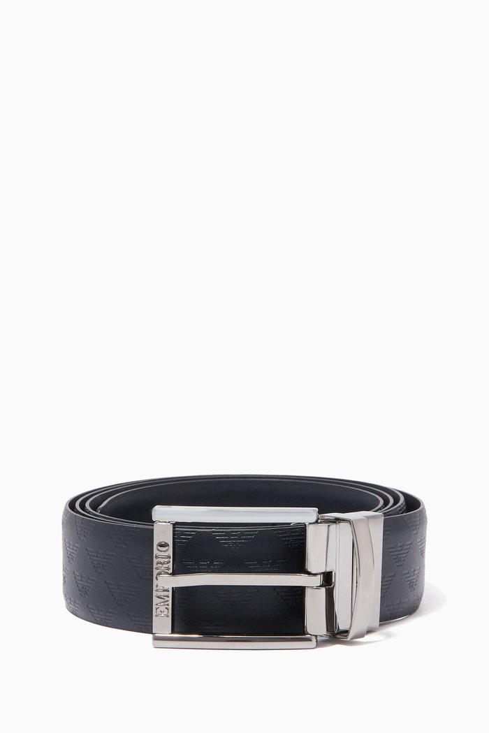 

All-Over Logo Reversible Belt, Blue