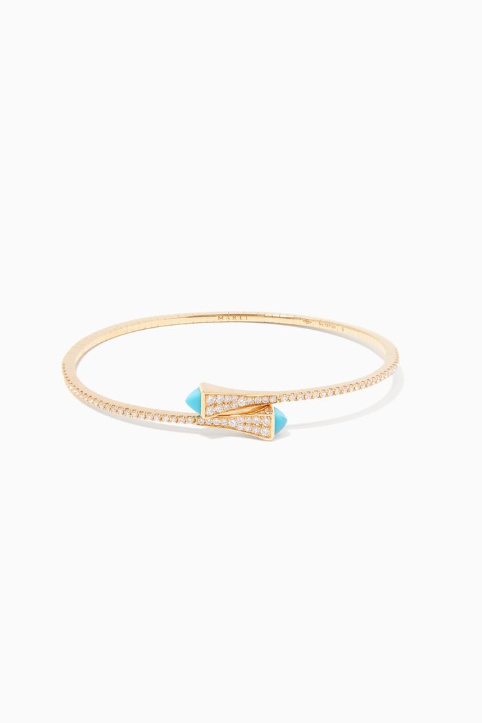 

Cleo Turquoise Diamond Slim Slip-on Bracelet in 18kt Rose Gold