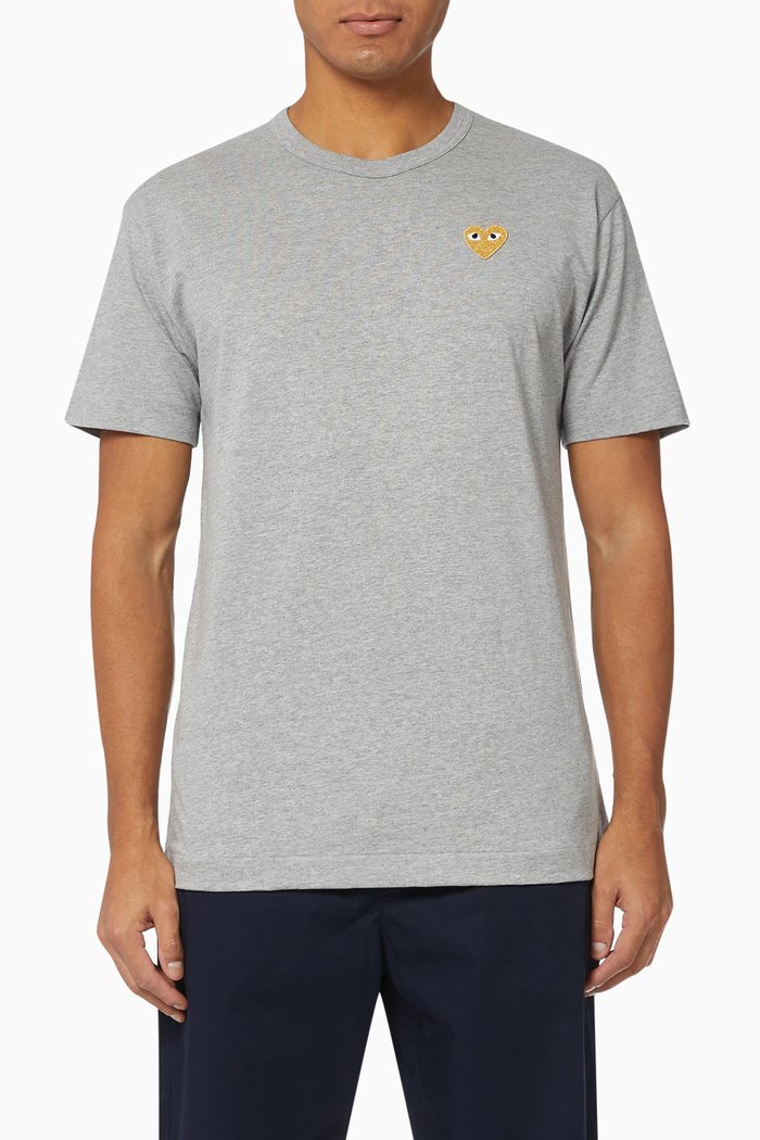 

Heart Logo Appliqué Cotton T-shirt, Grey