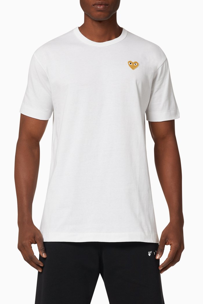 

Heart Logo Appliqué Cotton T-shirt, White