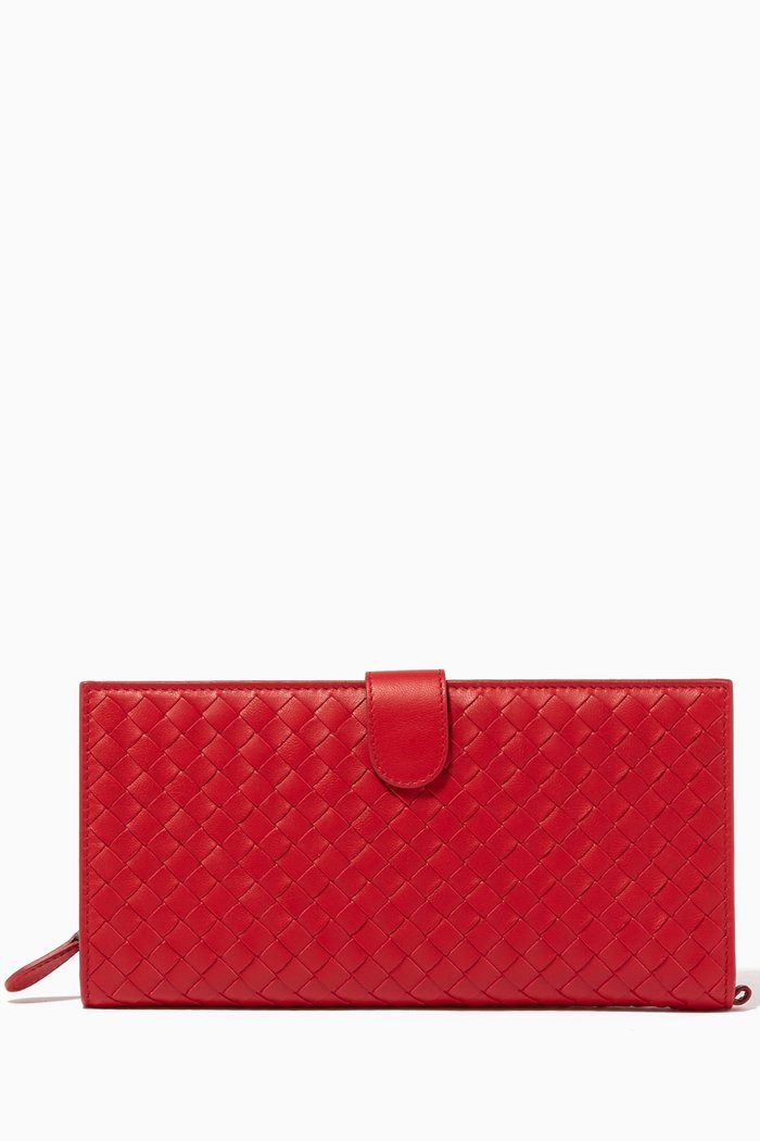 

Red Intrecciato Travel Wallet