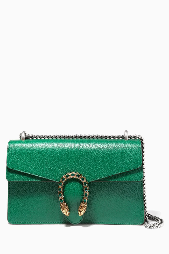 

Green Dionysus Textured Leather Shoulder Bag, Multicolour