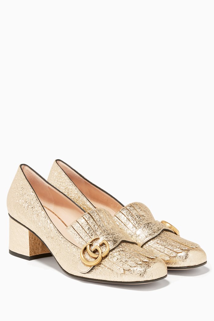 

Mid-Heel Loafers in Laminate Leather, Multicolour