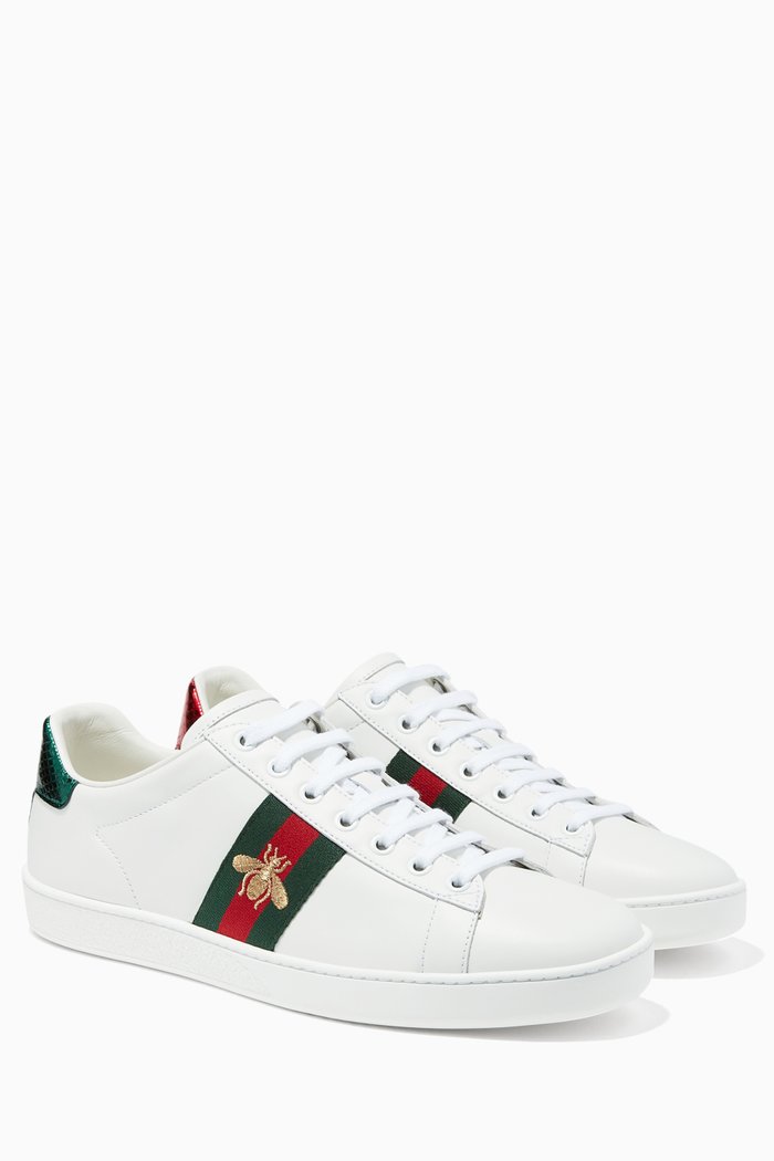 

White Ace Bee-Embroidered Sneakers, Multicolour