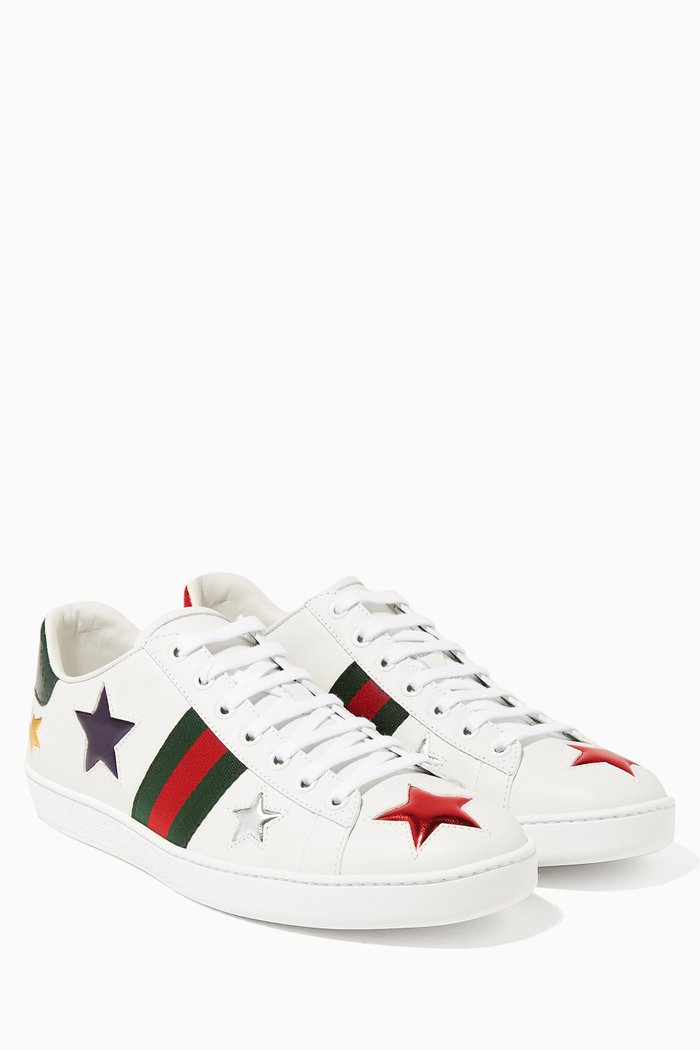 

White Ace Star-Embroidered Sneakers, Multicolour