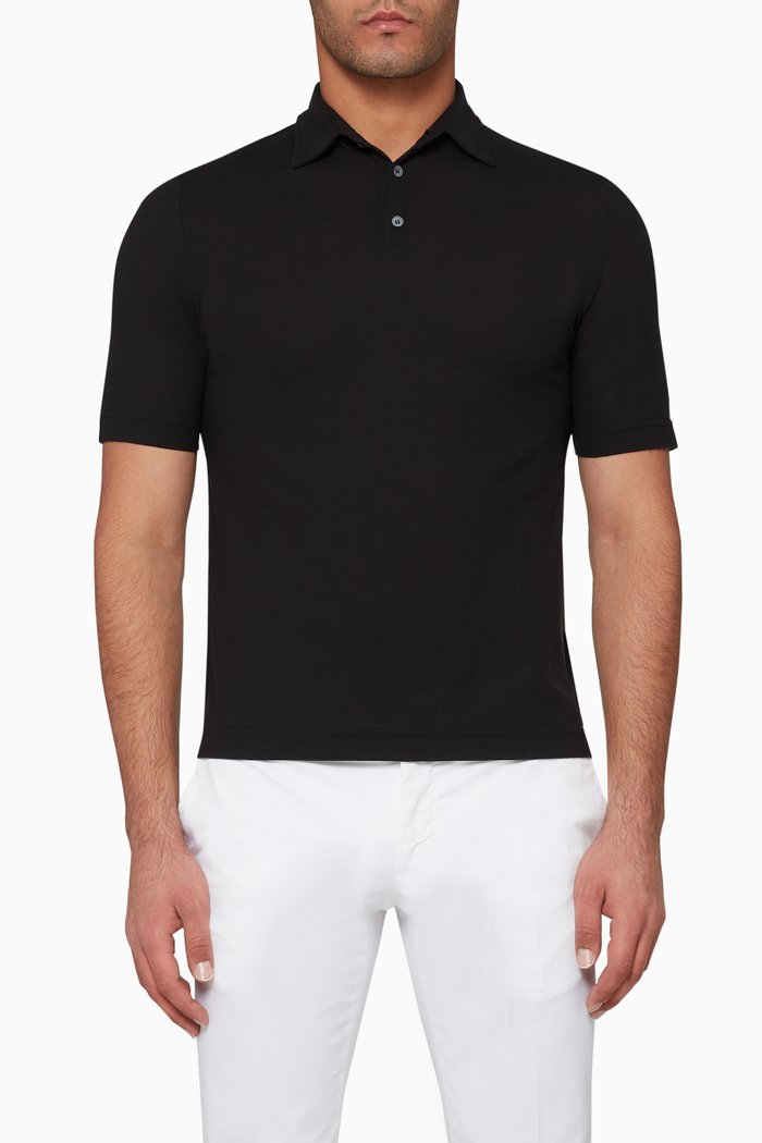 

Ice Cotton Jersey Polo T-Shirt, Black