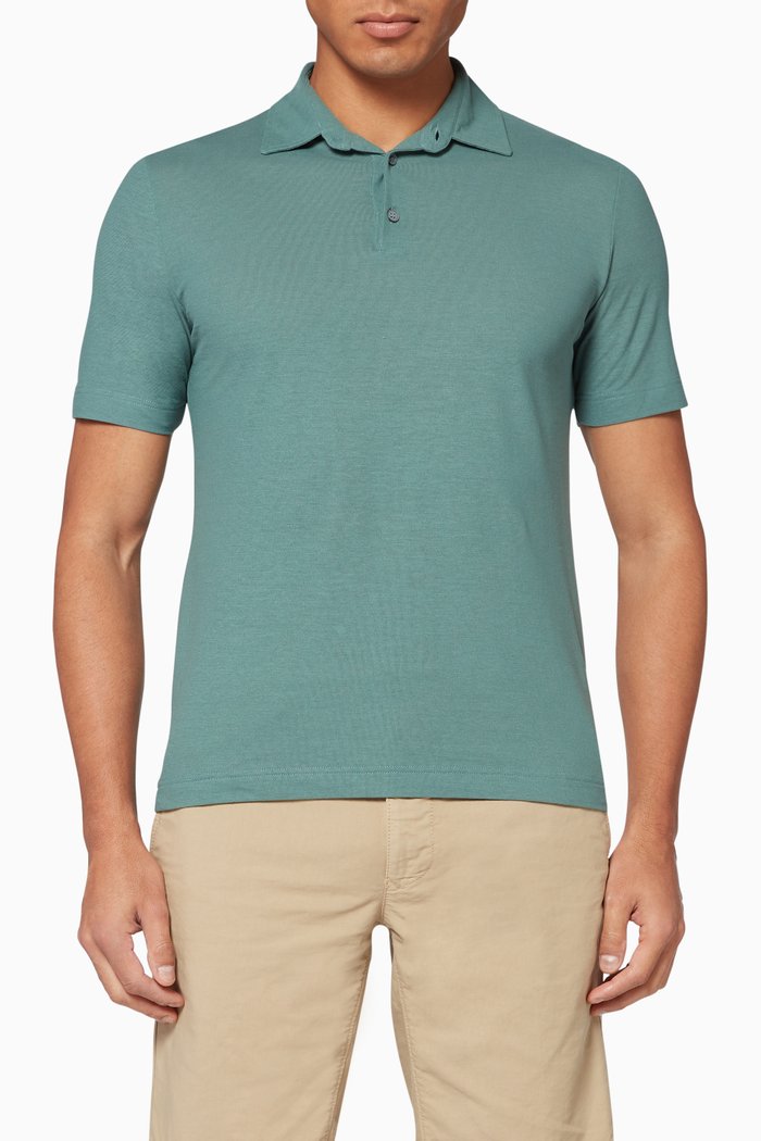 

Ice Cotton Jersey Polo T-Shirt, Green
