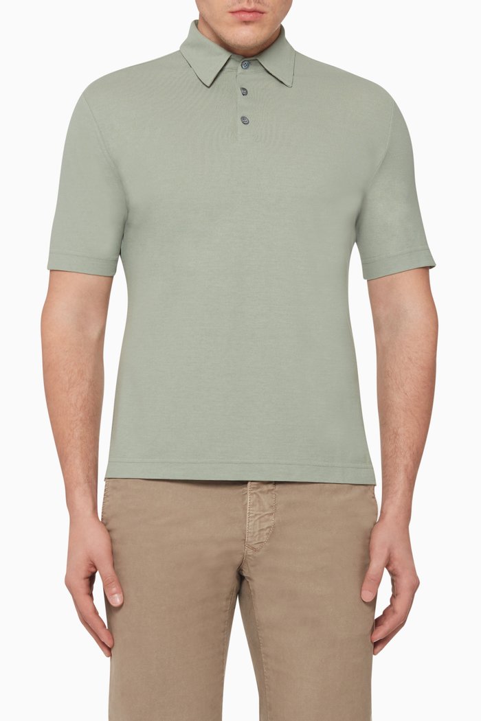 

Ice Cotton Jersey Polo T-Shirt, Green