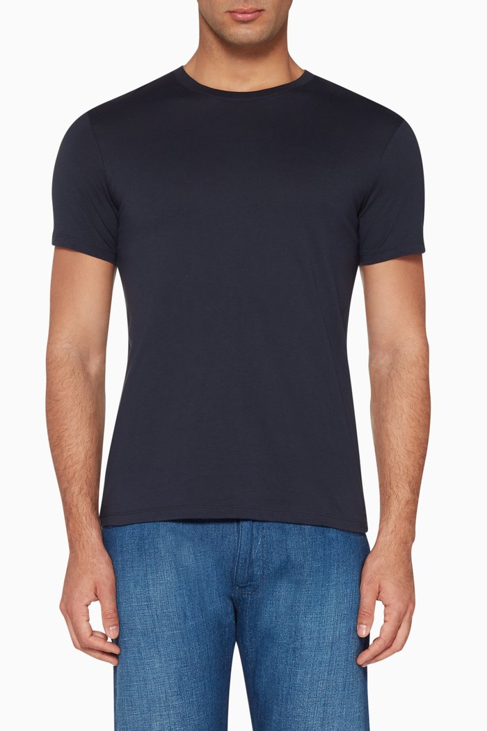 

Navy Pima Crewneck T-Shirt, Blue