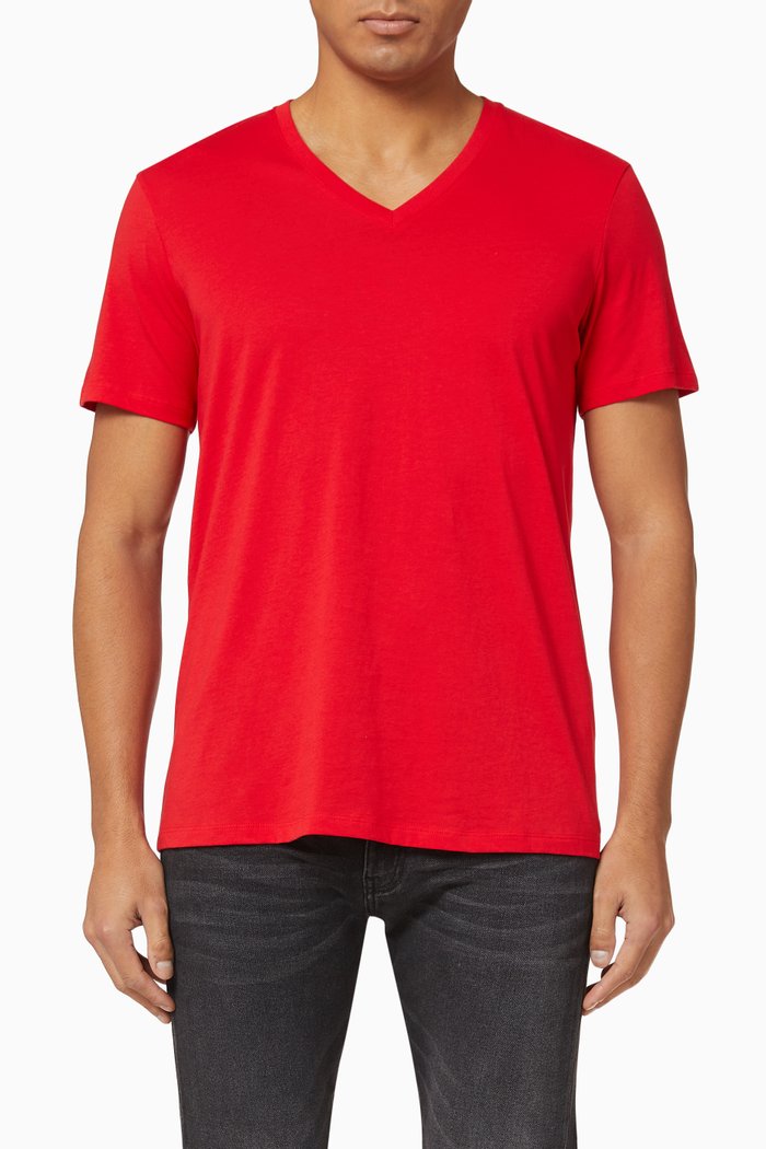 

Pima Cotton V-neck T-shirt, Red
