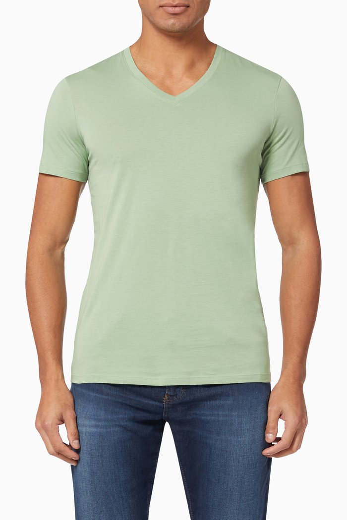 

V-neck T-shirt in Pima Cotton, Green