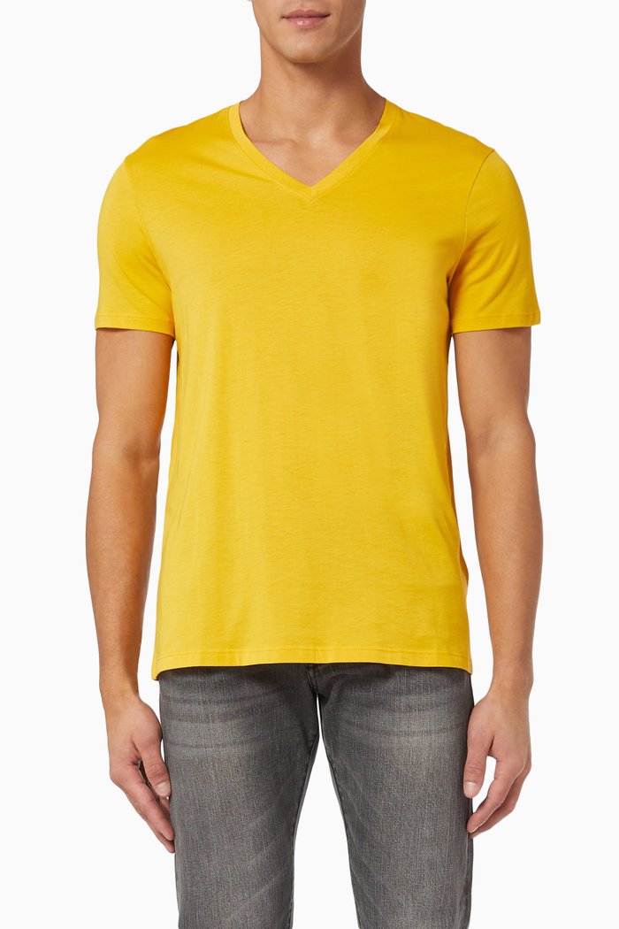 

V-neck T-shirt in Pima Cotton, Gold