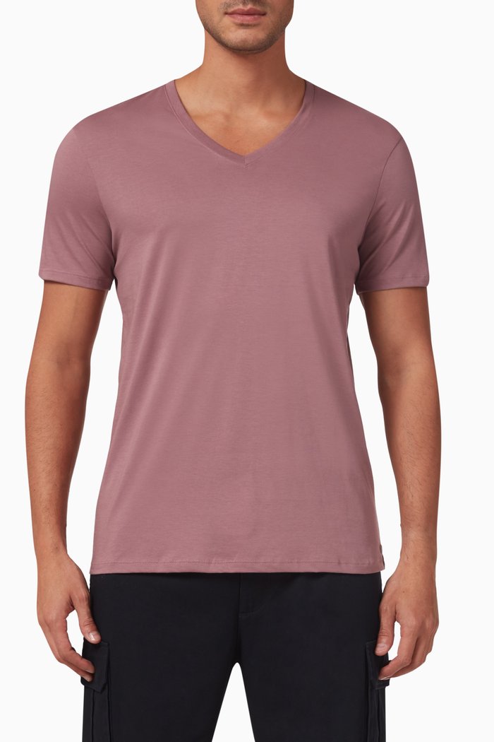 Pima V-Neck T-Shirt in Cotton, Purple