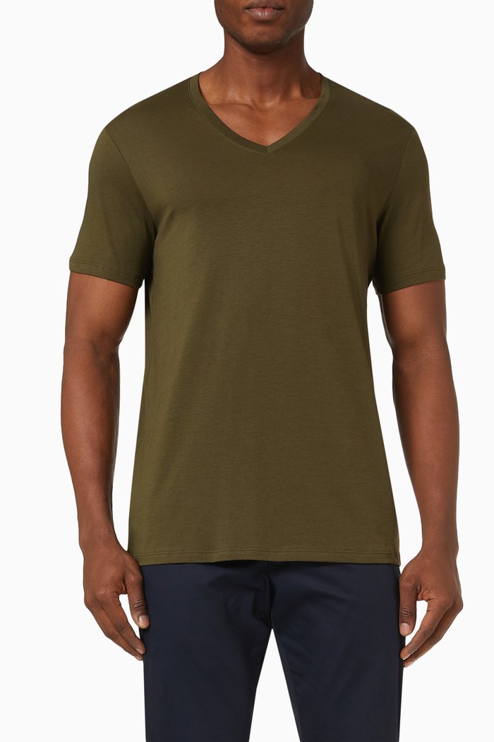 

V-neck T-shirt in Pima Cotton, Green
