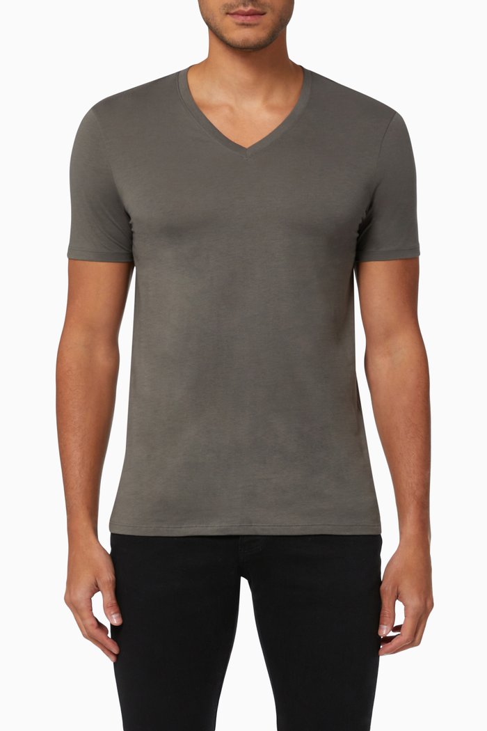 

V-neck T-shirt in Pima Cotton, Blue