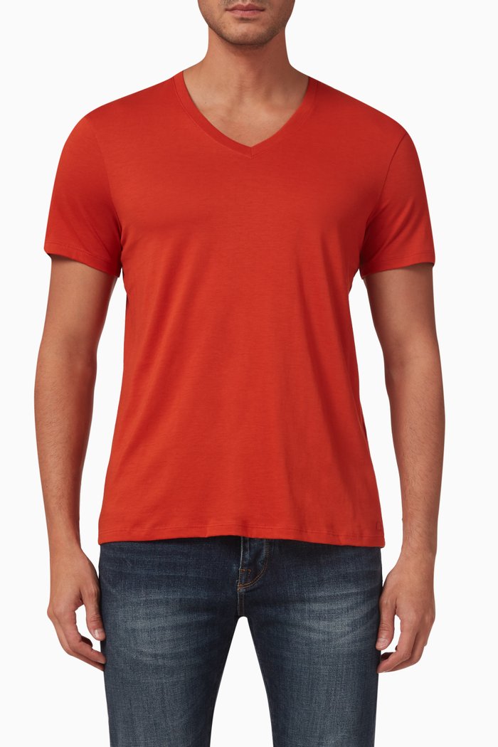 

Pima V-Neck T-Shirt in Cotton, Brown