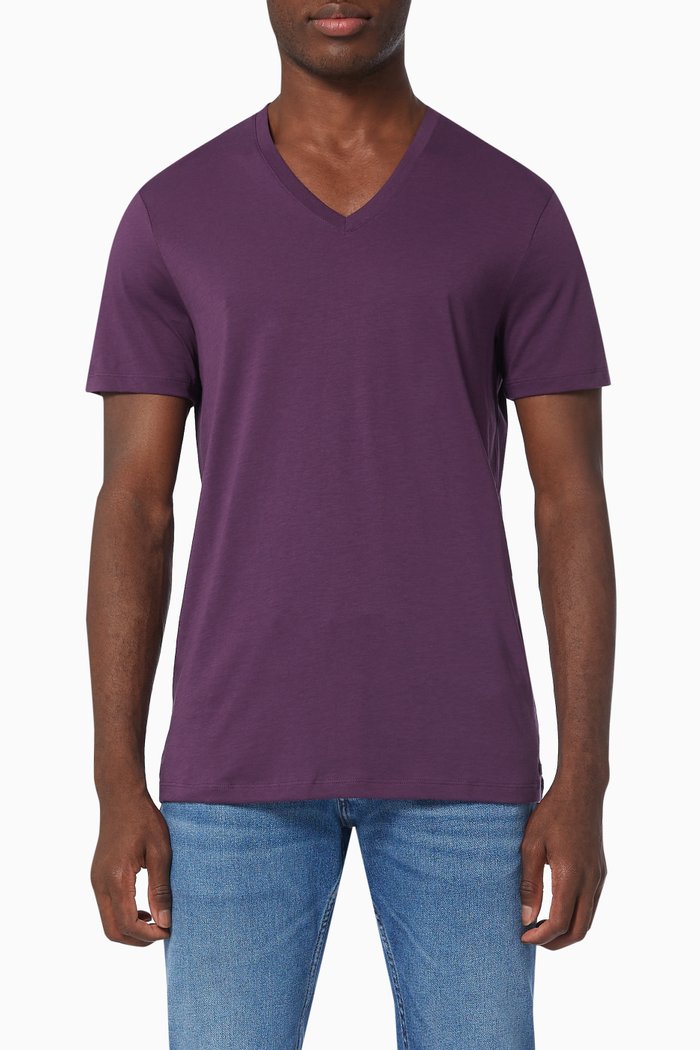 

V-neck T-shirt in Pima Cotton, Purple