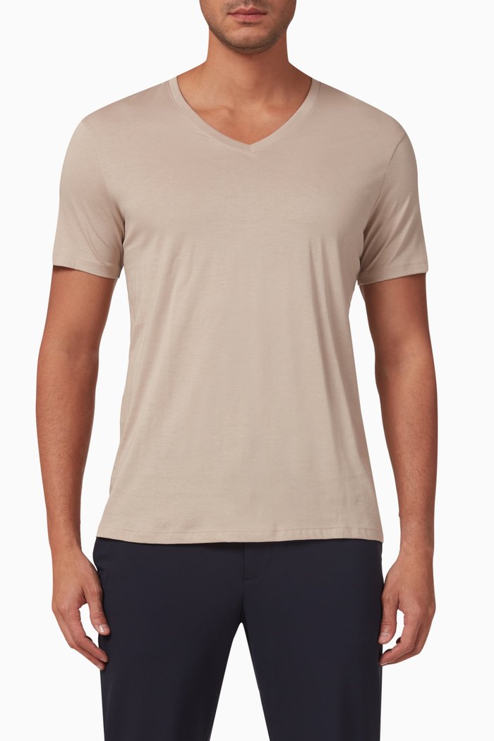

Pima V-Neck T-Shirt in Cotton, Neutral