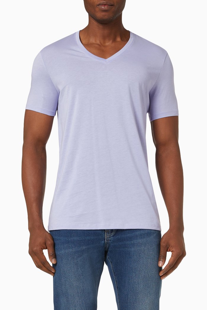 

V-neck T-shirt in Pima Cotton, Purple