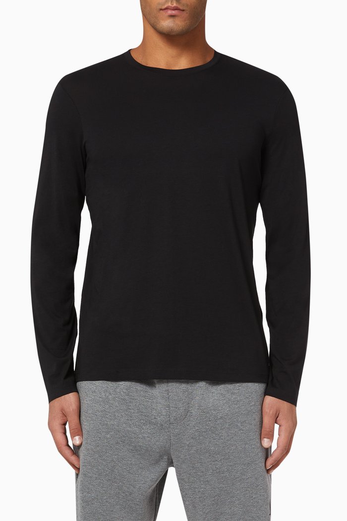 Long Sleeve Pima Cotton T-Shirt, Black