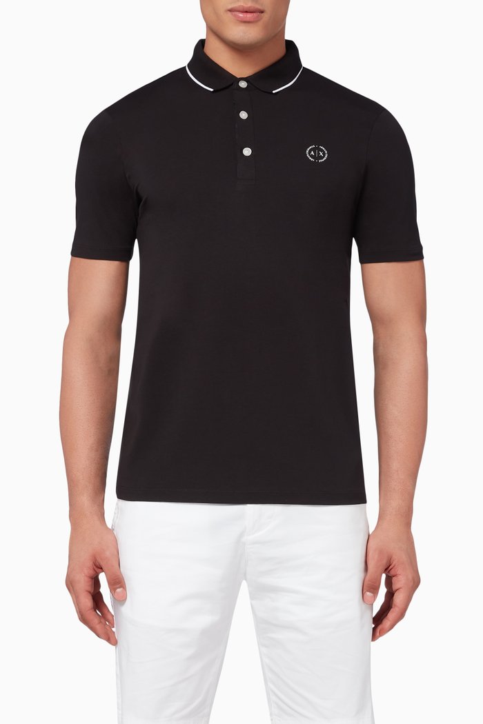 

Circle Logo Jersey Polo Shirt, Black