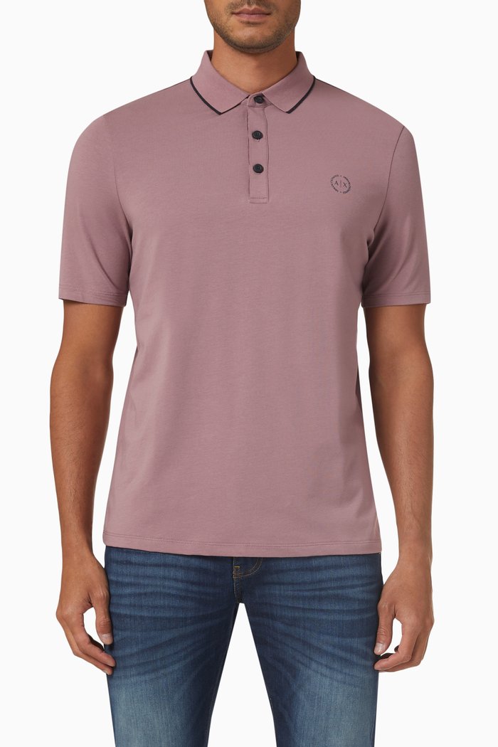 

Circle Logo Polo Shirt in Cotton, Purple