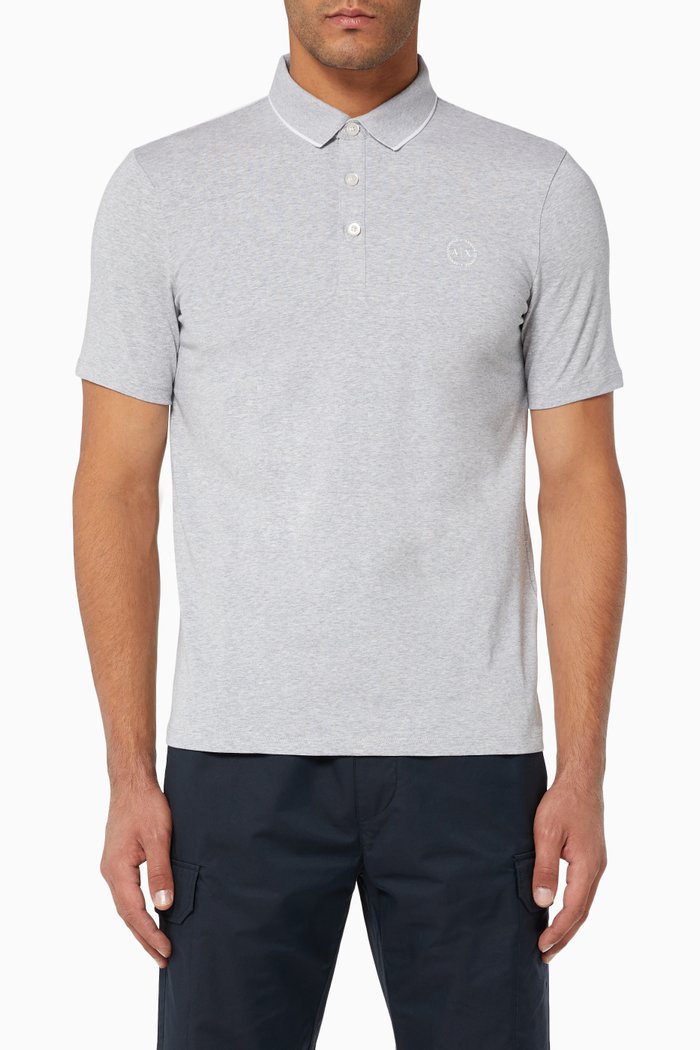 

Circle Logo Jersey Polo Shirt, Grey