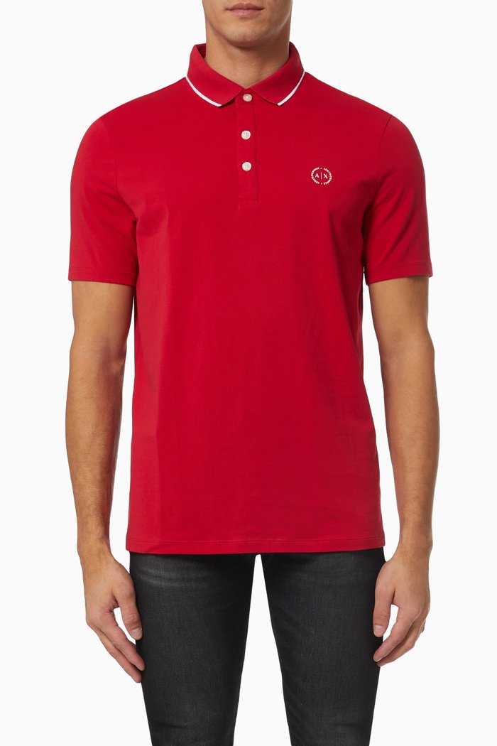 Circle Logo Polo Shirt in Jersey, Red