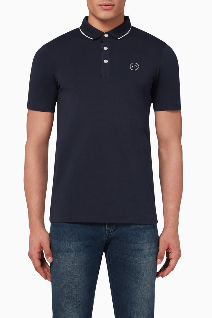 

Circle Logo Jersey Polo Shirt, Blue