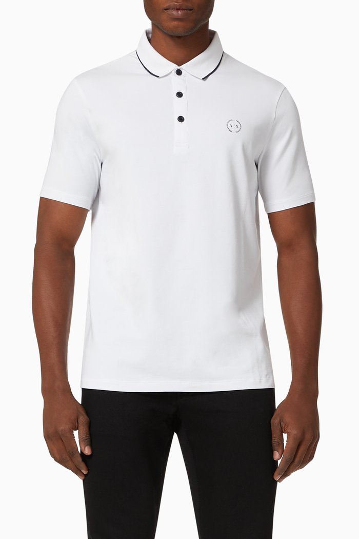 Circle Logo Jersey Polo Shirt, White