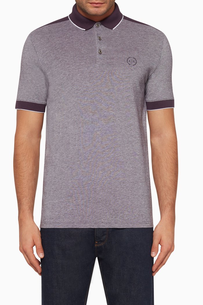 

Embroidered Circle Logo Polo T-Shirt, Purple