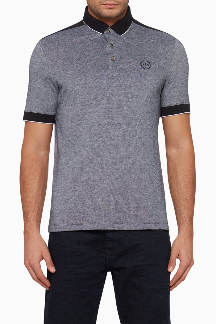 

Embroidered Circle Logo Polo T-Shirt, Blue