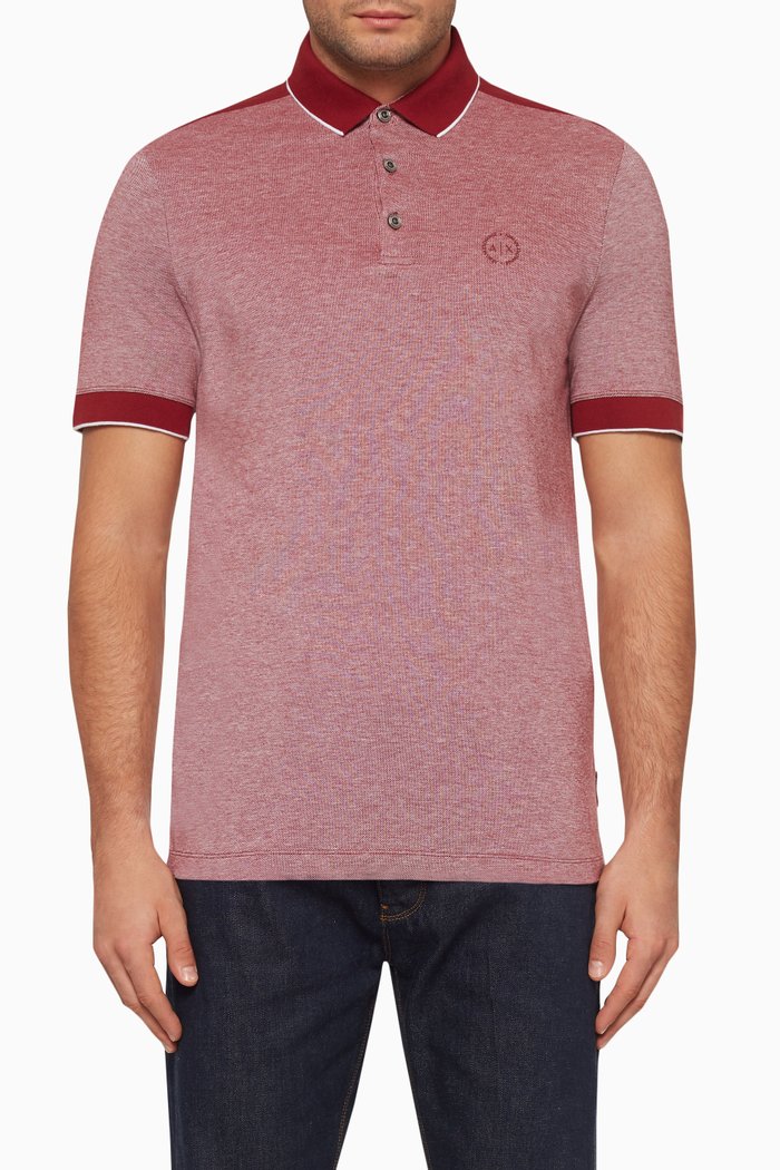 

Embroidered Circle Logo Polo T-Shirt, Red