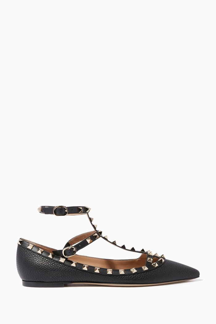 

Black Rockstud Leather Ballerinas