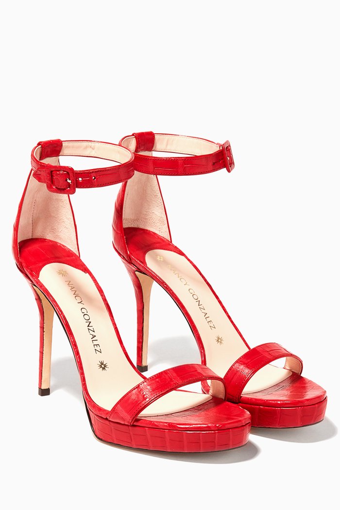 

Red Tina Crocodile Platform Sandals