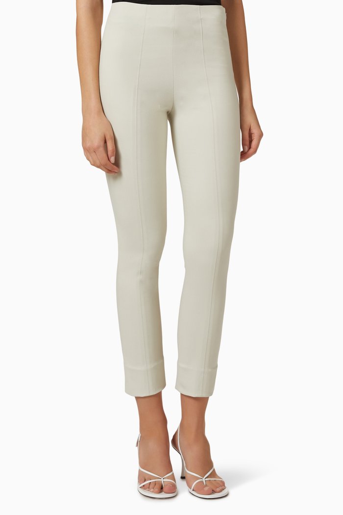 

Stitched Front-seam Leggings in Ponte, White
