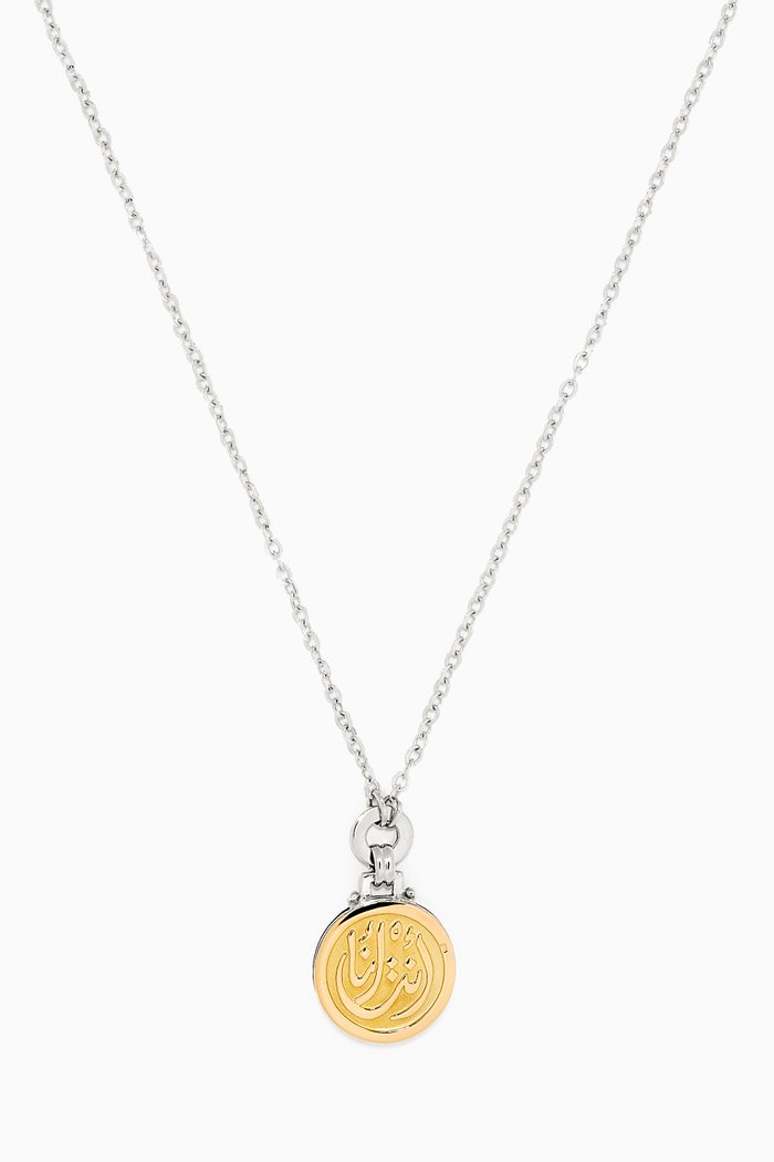 

Dainty Calligraphy Necklace in 18kt Gold & Sterling Silver, Multicolour
