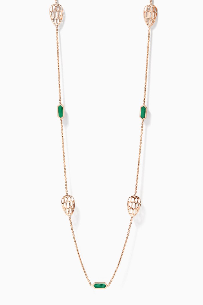 Rose-Gold & Malachite Serpenti Sautoir Necklace