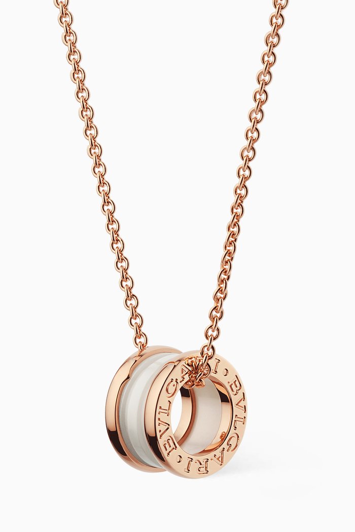 Rose-gold B.zero1 Pendant With White Ceramic Necklace